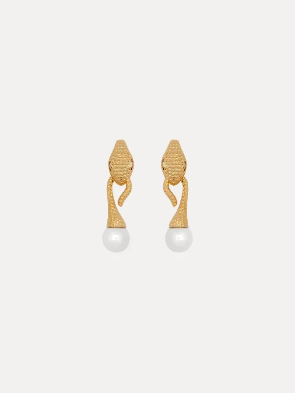 Snake Pearl Drop Earrings sold by Oscar de la Renta