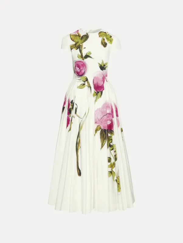 Painted Roses Cotton Poplin Dress sold by Oscar de la Renta