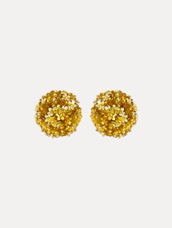 Flower Pompom Earrings sold by Oscar de la Renta