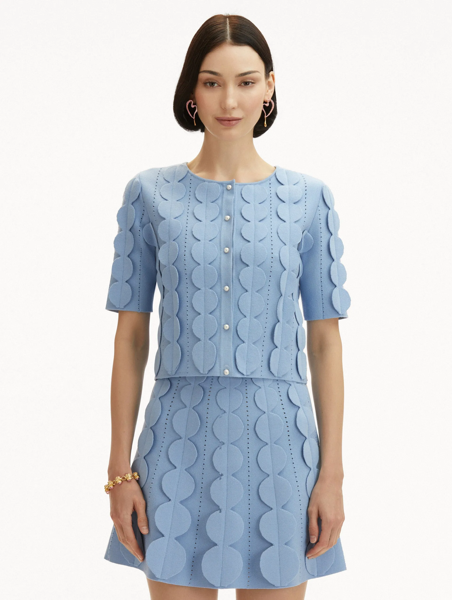 Geometric Circle Cropped Cardigan sold by Oscar de la Renta product image thumbnail 2