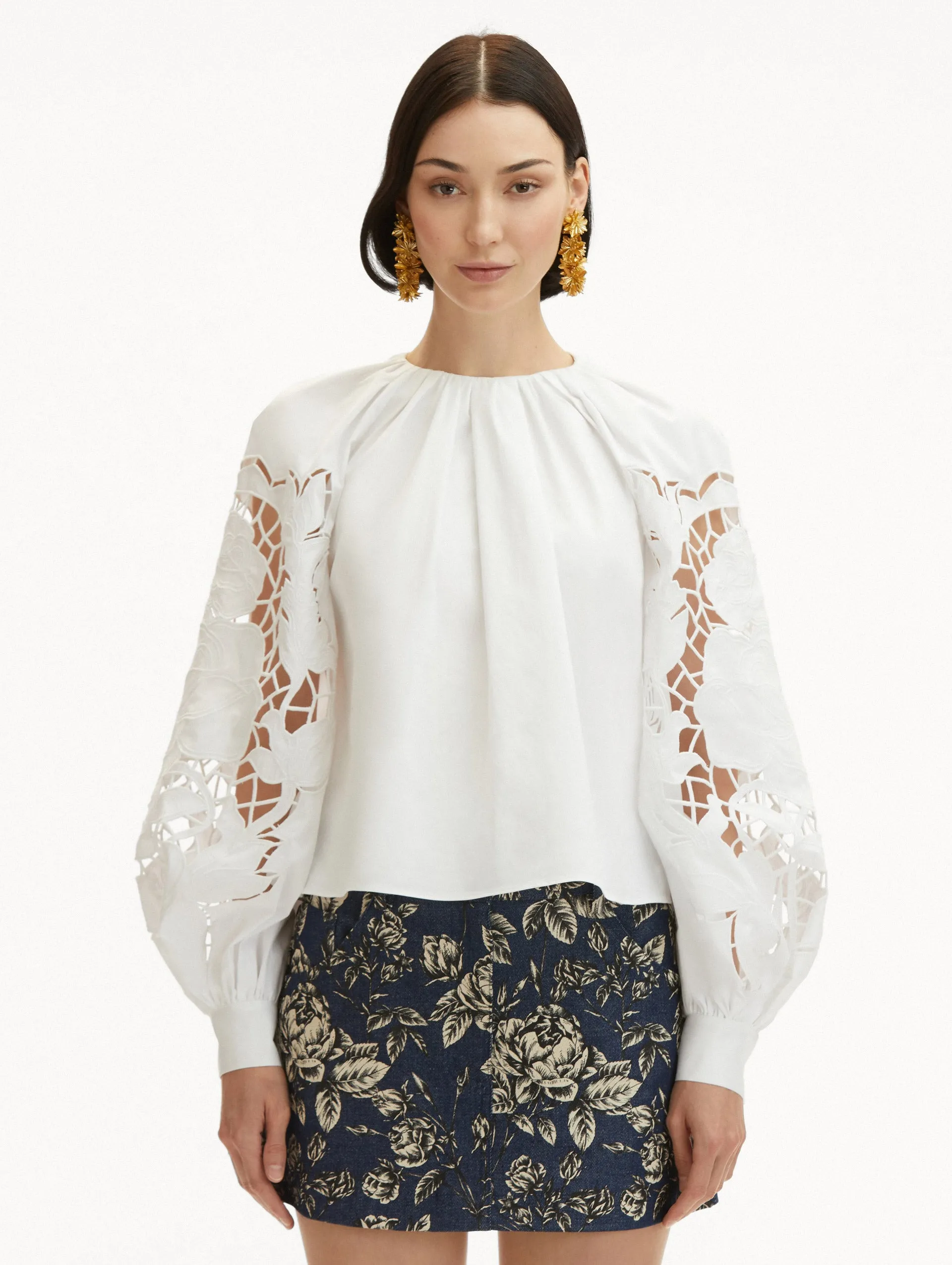 English Rose Cutout Cotton Poplin Blouse sold by Oscar de la Renta product image thumbnail 2