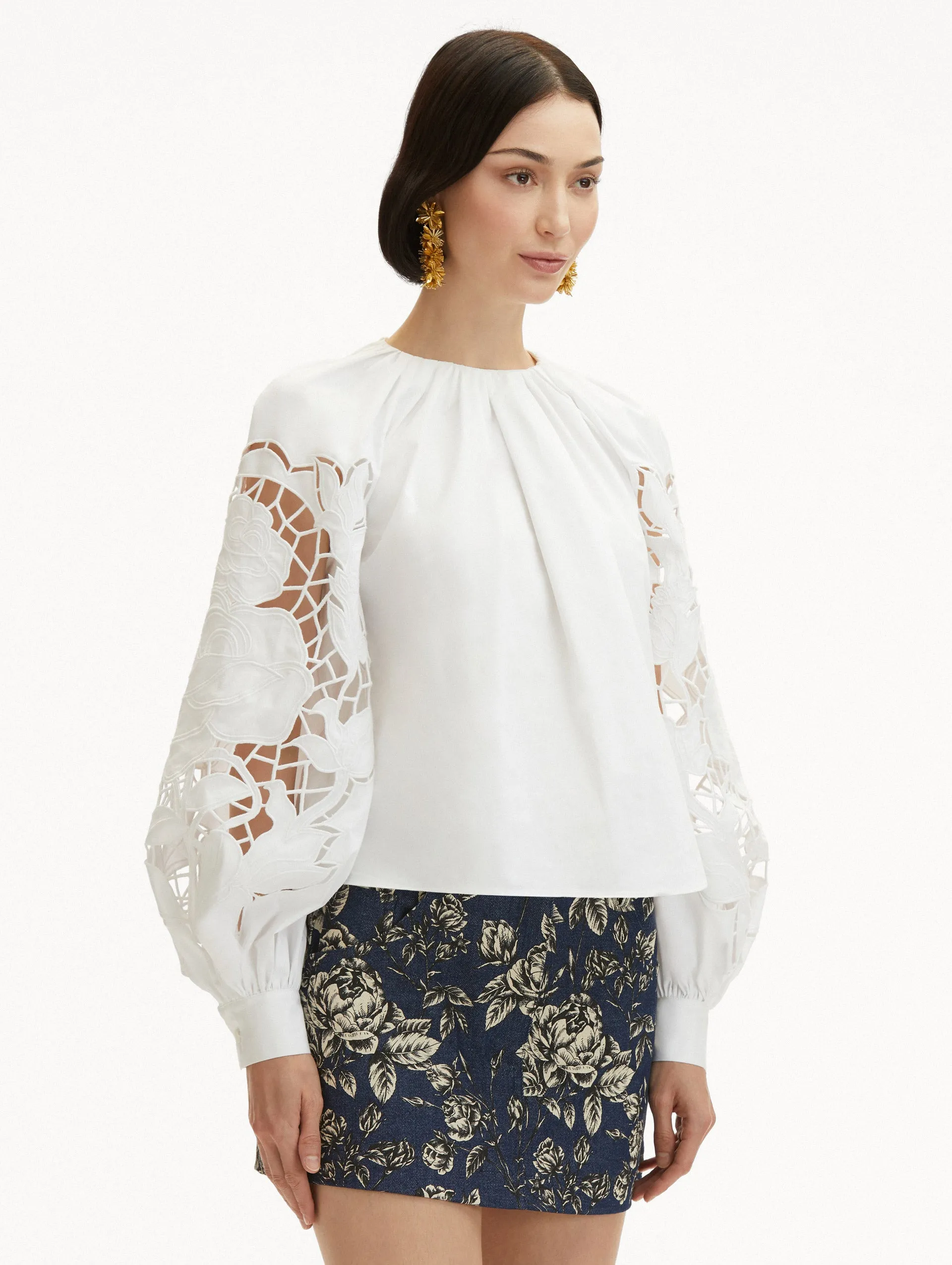English Rose Cutout Cotton Poplin Blouse sold by Oscar de la Renta product image thumbnail 5