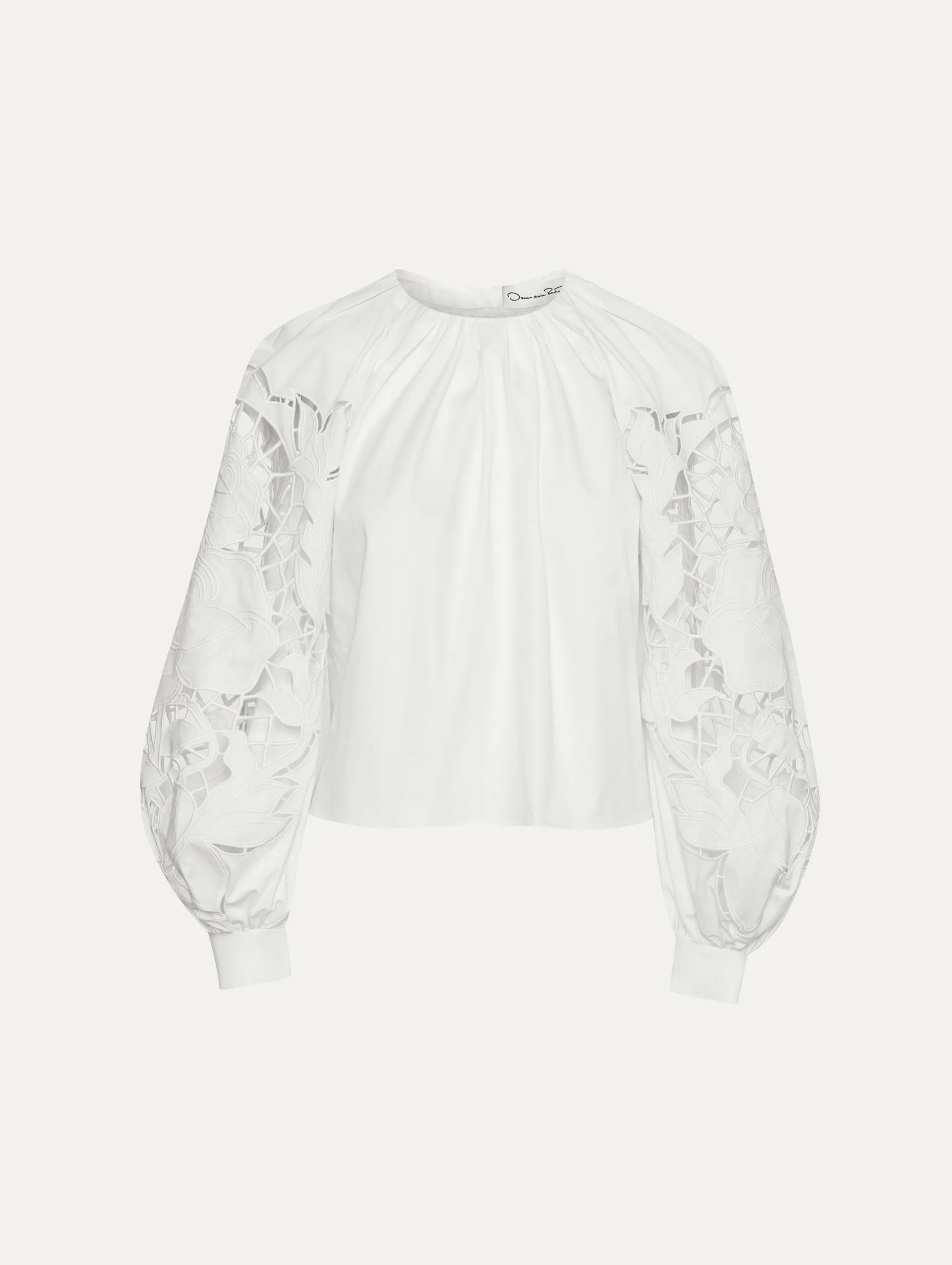 English Rose Cutout Cotton Poplin Blouse sold by Oscar de la Renta