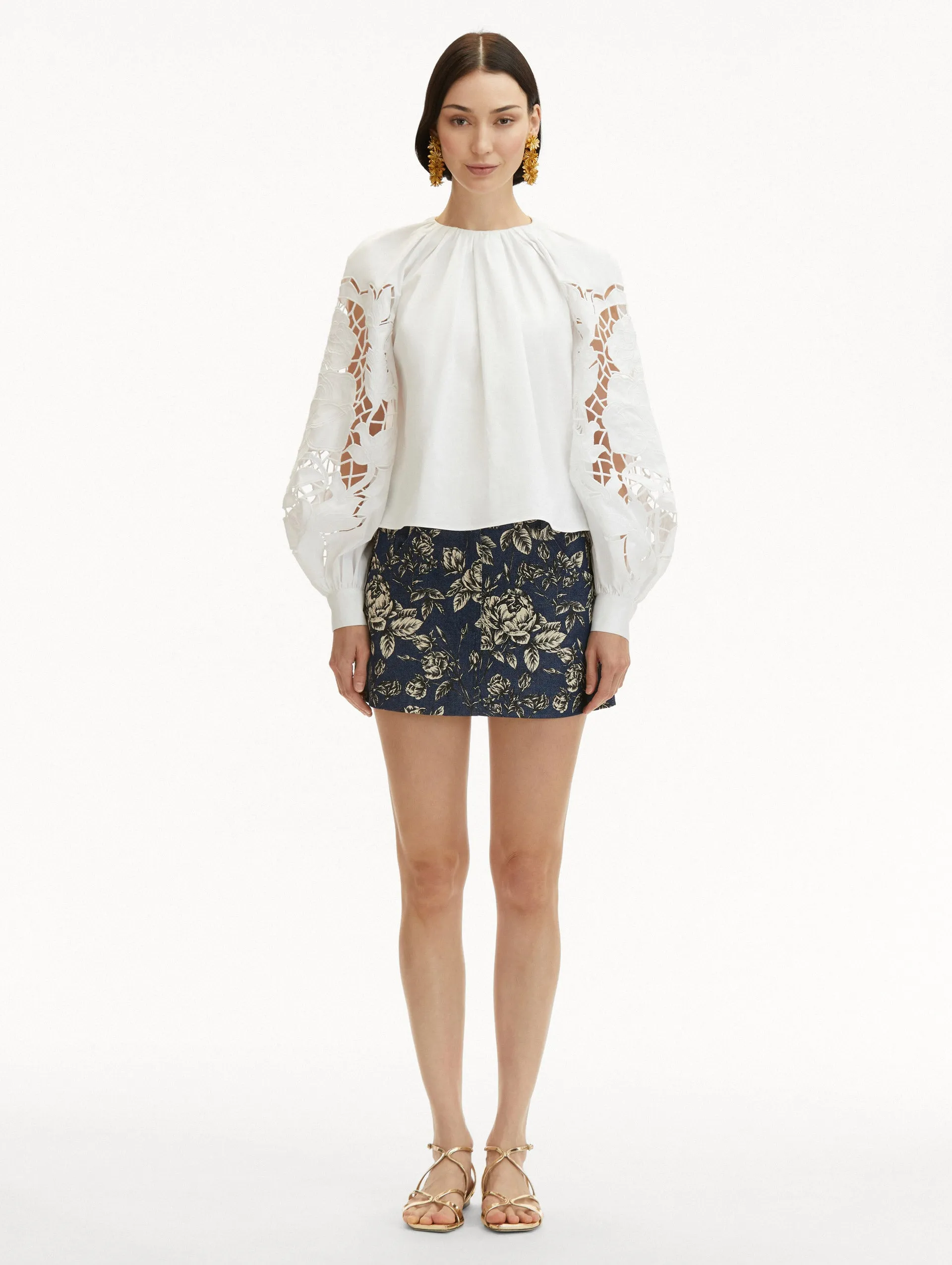 English Rose Cutout Cotton Poplin Blouse sold by Oscar de la Renta product image thumbnail 3