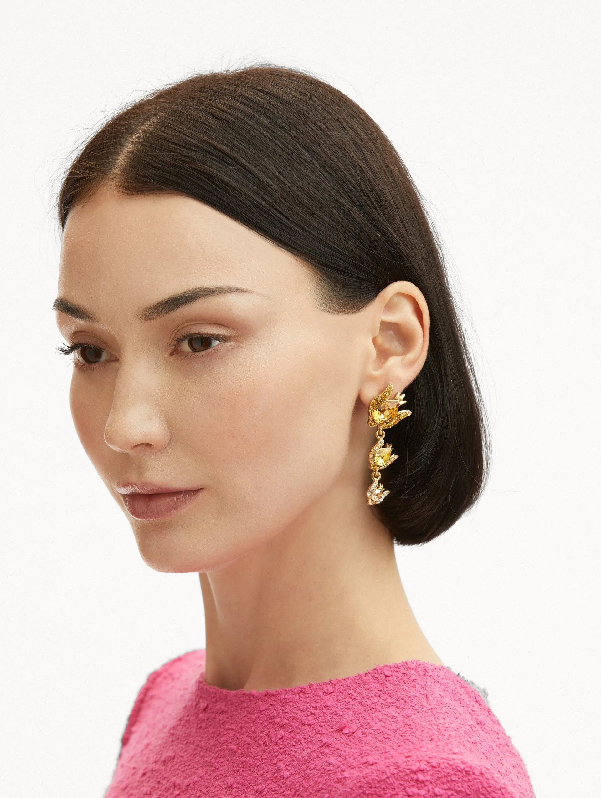 Crystal Rose Drop Earrings sold by Oscar de la Renta product image thumbnail 2
