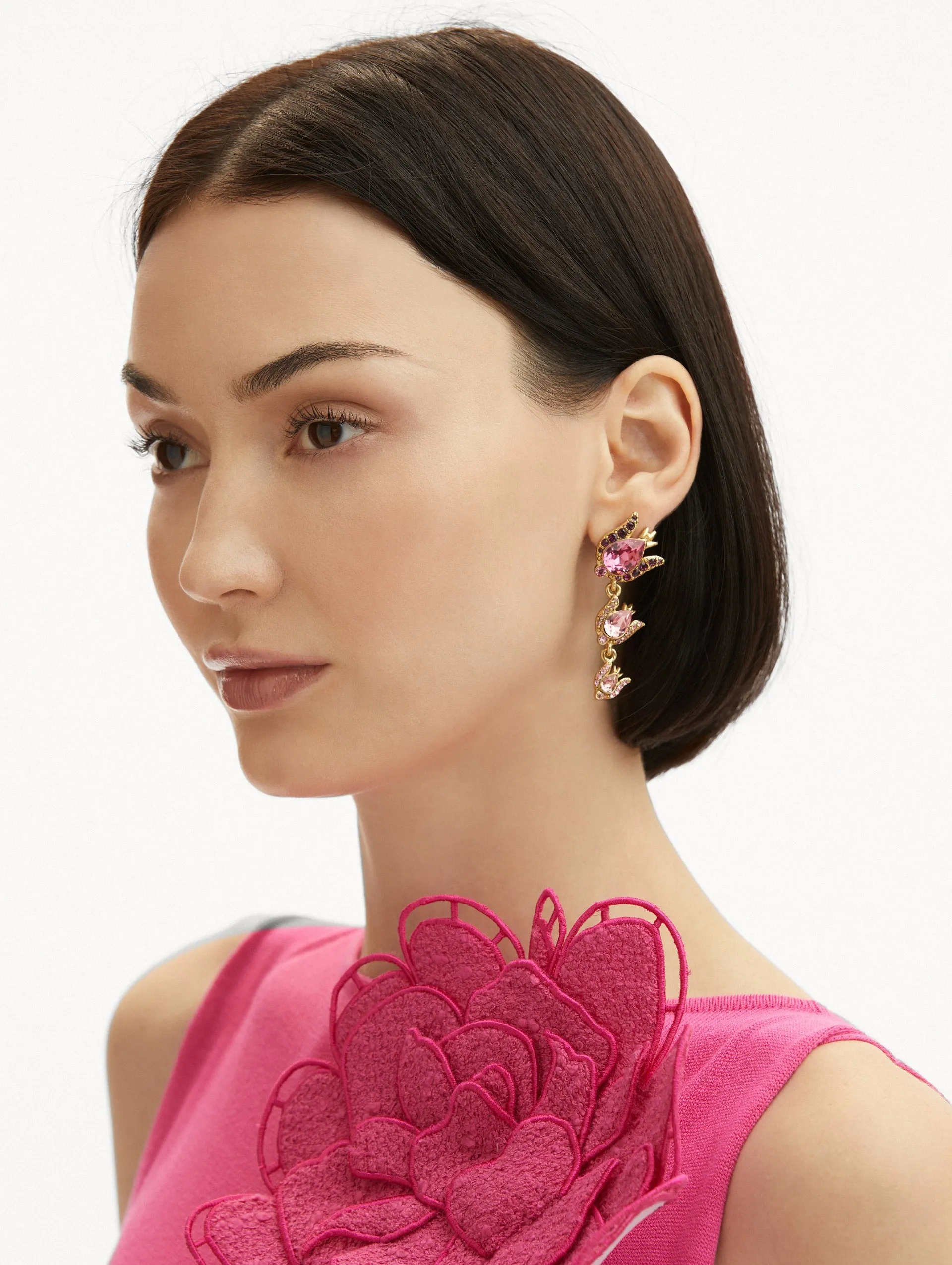 Crystal Rose Drop Earrings sold by Oscar de la Renta product image thumbnail 2