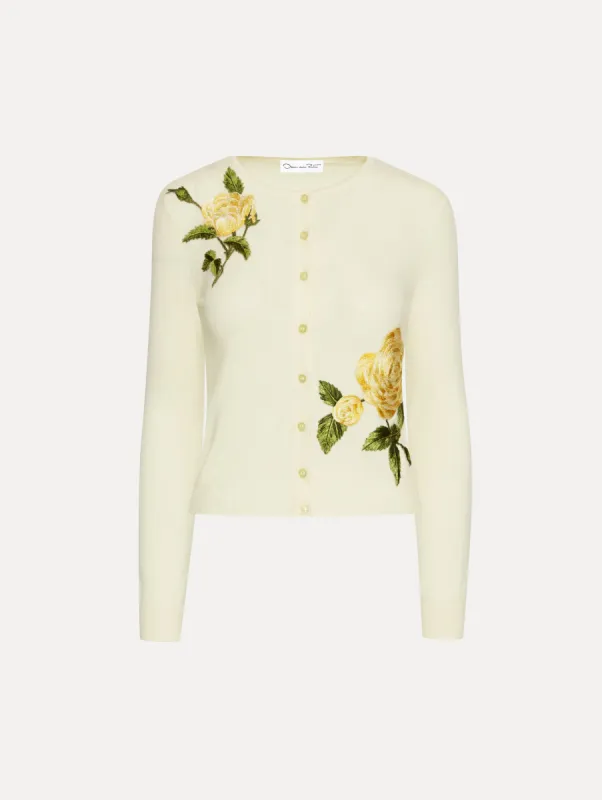 English Rose Threadwork Cardigan sold by Oscar de la Renta