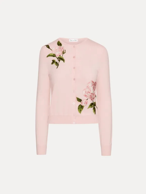 English Rose Threadwork Cardigan sold by Oscar de la Renta