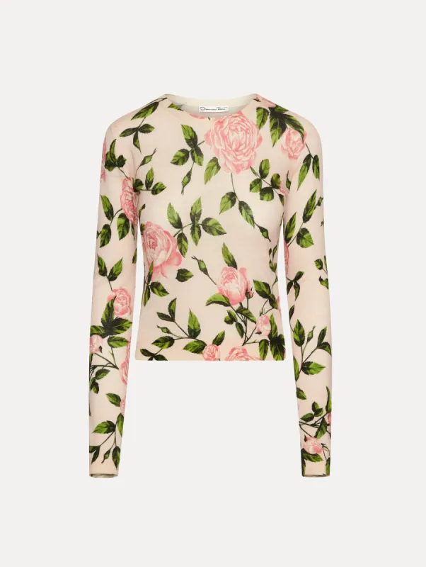 English Rose Printed Pullover sold by Oscar de la Renta
