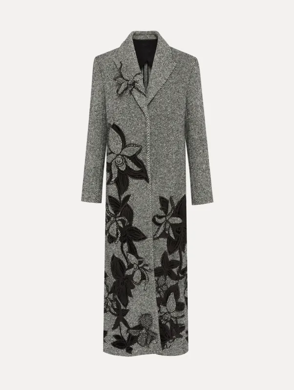 Orchid Embroidered Wool Coat sold by Oscar de la Renta