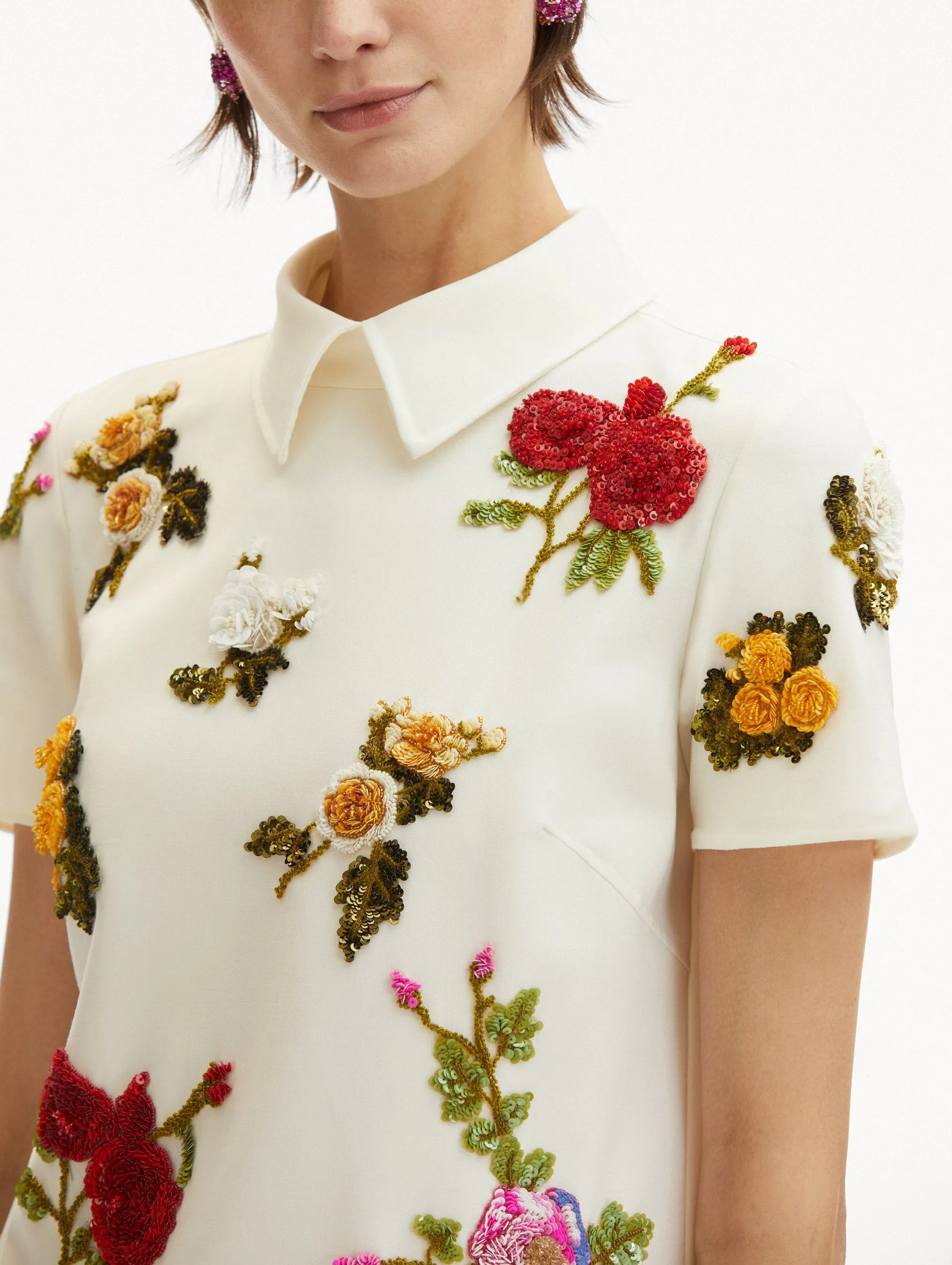 English Rose Embroidered Shift Dress sold by Oscar de la Renta product image thumbnail 5