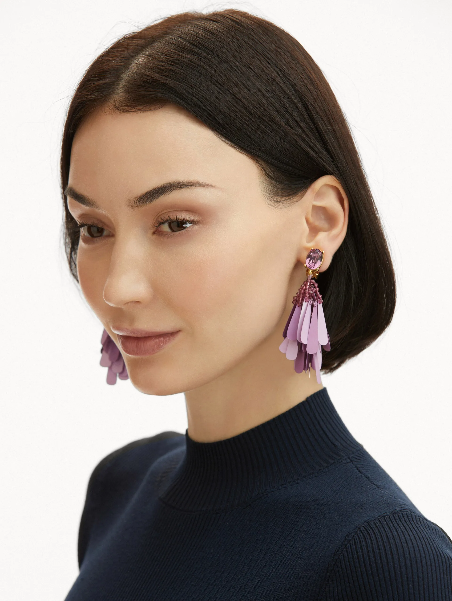Sequin Petal Clip-On Earrings sold by Oscar de la Renta product image thumbnail 2