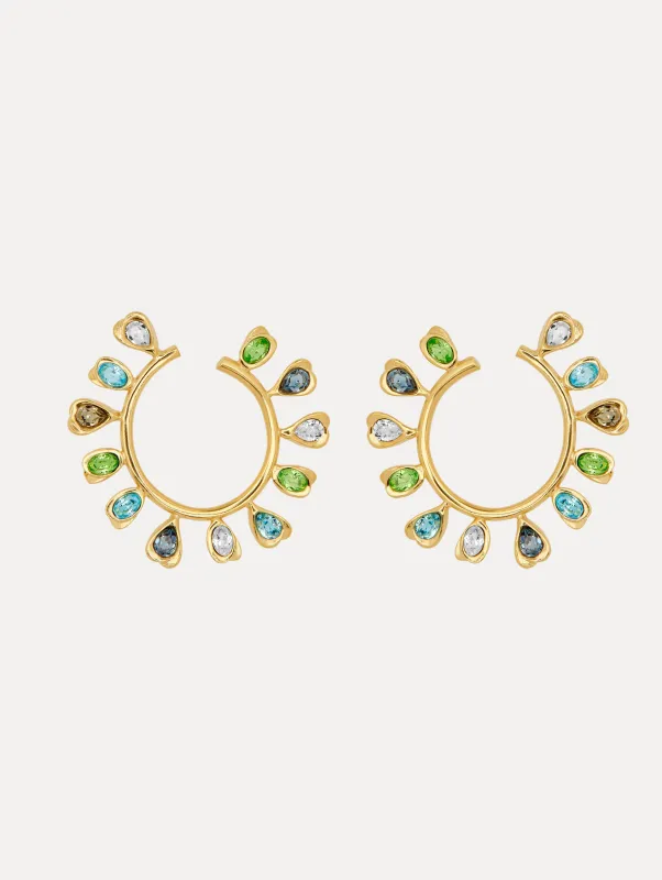 Multi-Colored Crystal Hoop Earrings sold by Oscar de la Renta