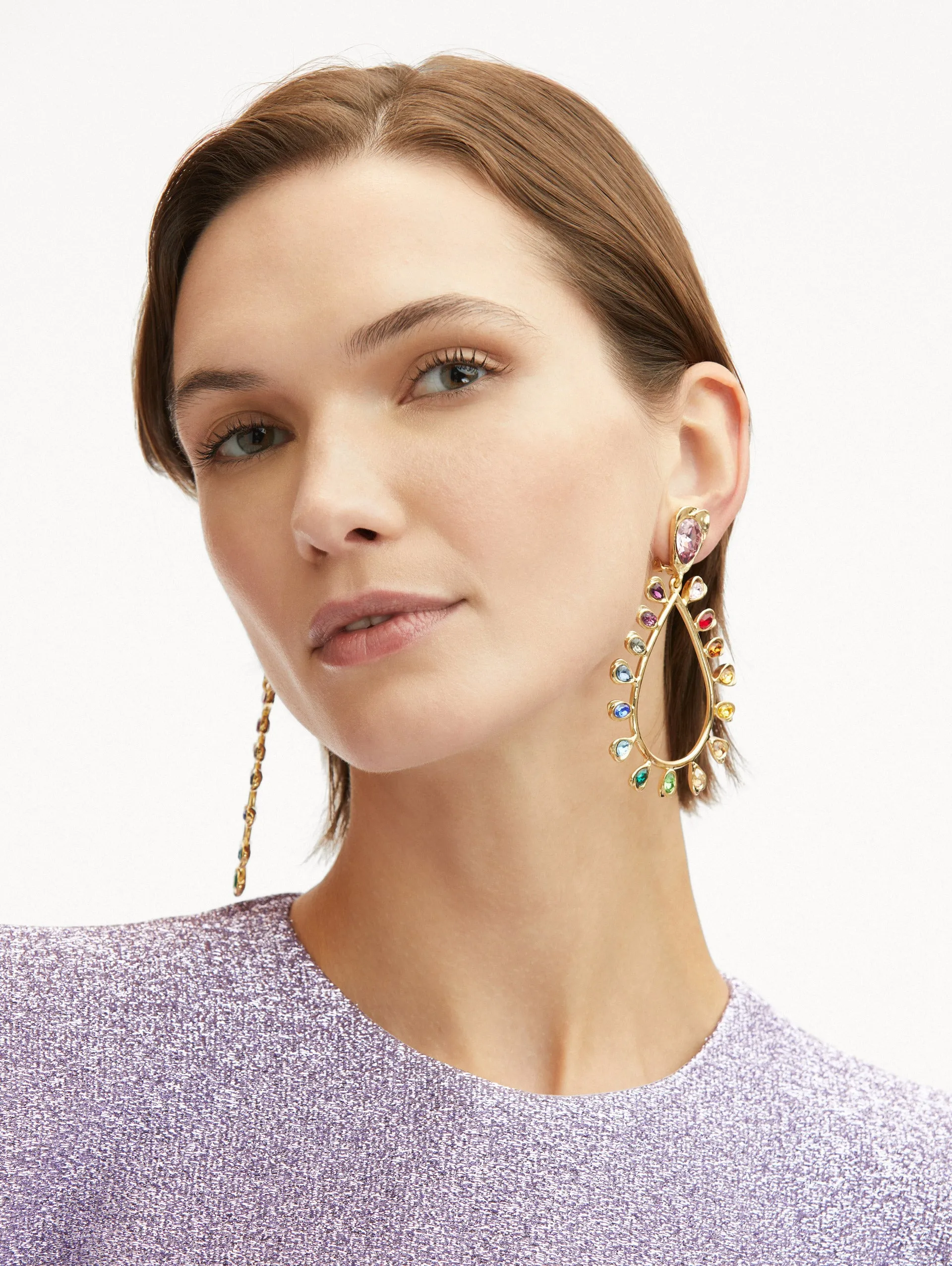 Multi-Colored Crystal Drop Earrings sold by Oscar de la Renta product image thumbnail 2