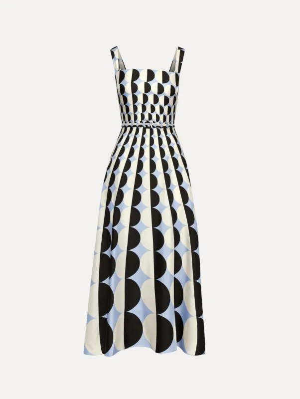 Geometric Circle Silk Twill Sleeveless Dress sold by Oscar de la Renta
