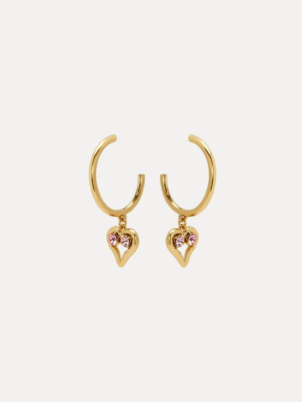 Crystal Heart Hoop Earrings sold by Oscar de la Renta
