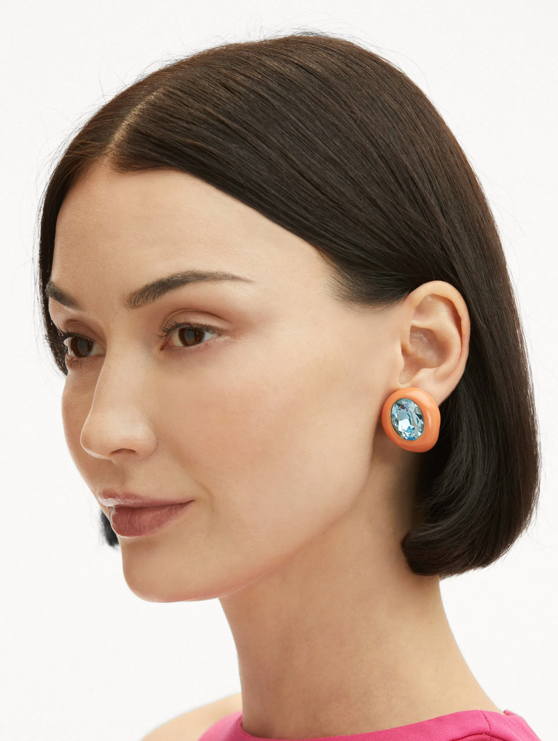 Asymmetric Enamel Clip-On Earrings sold by Oscar de la Renta product image thumbnail 2