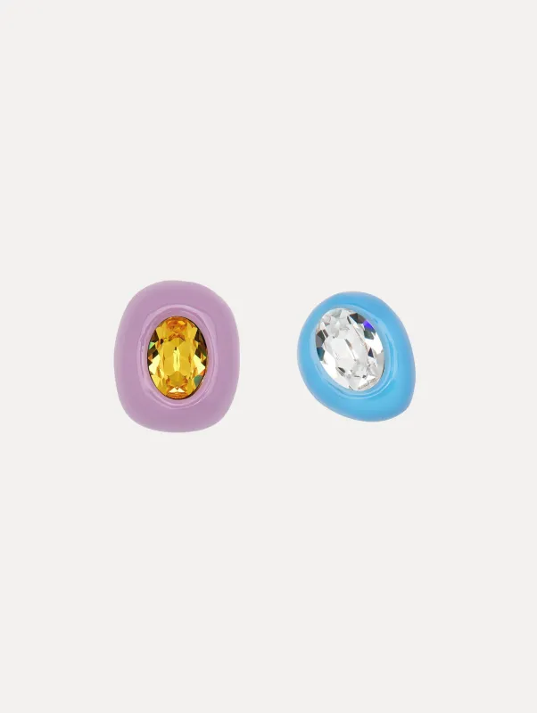 Asymmetric Enamel Clip-On Earrings sold by Oscar de la Renta
