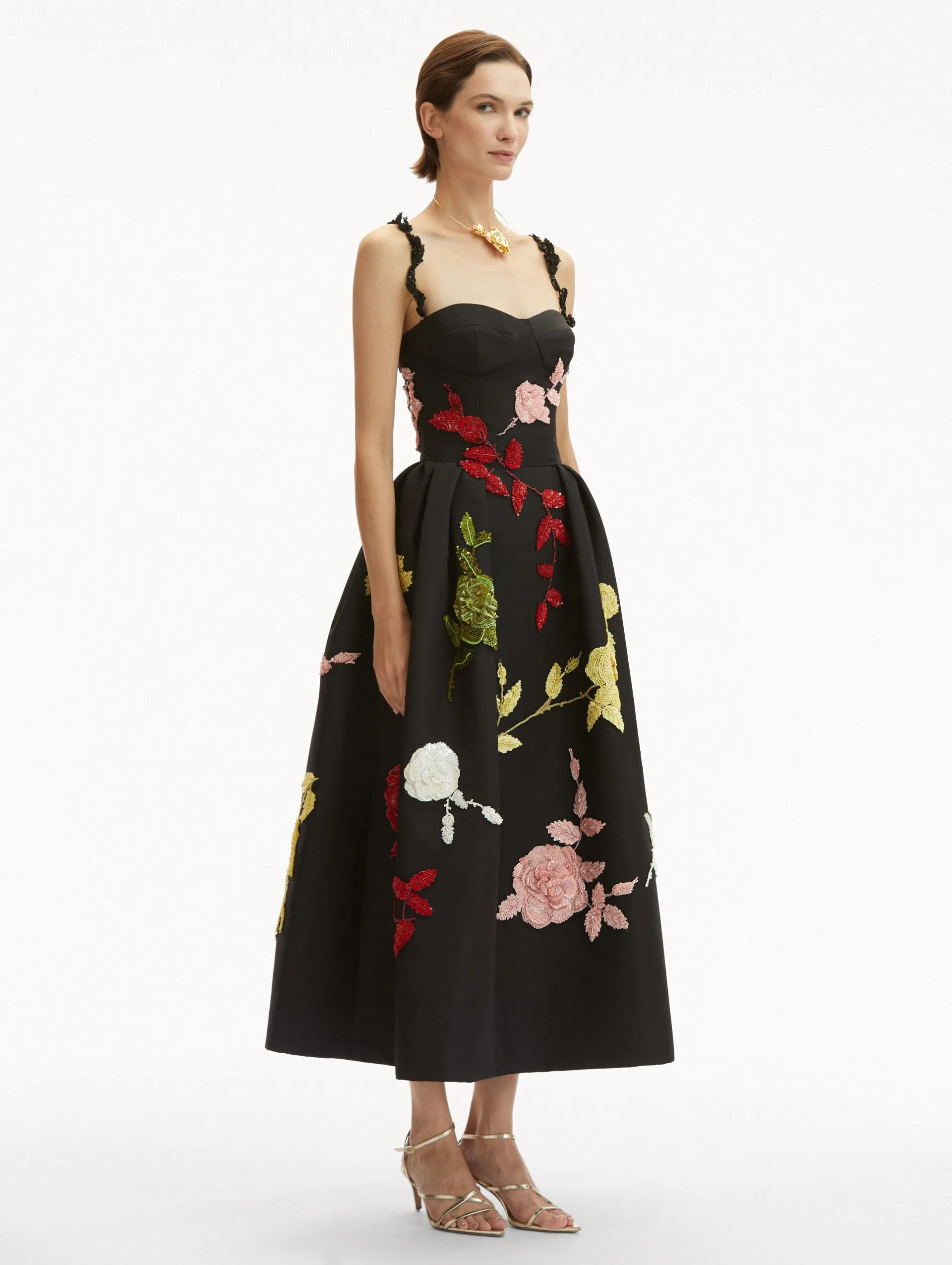 English Rose Embroidered Cocktail Dress sold by Oscar de la Renta product image thumbnail 4