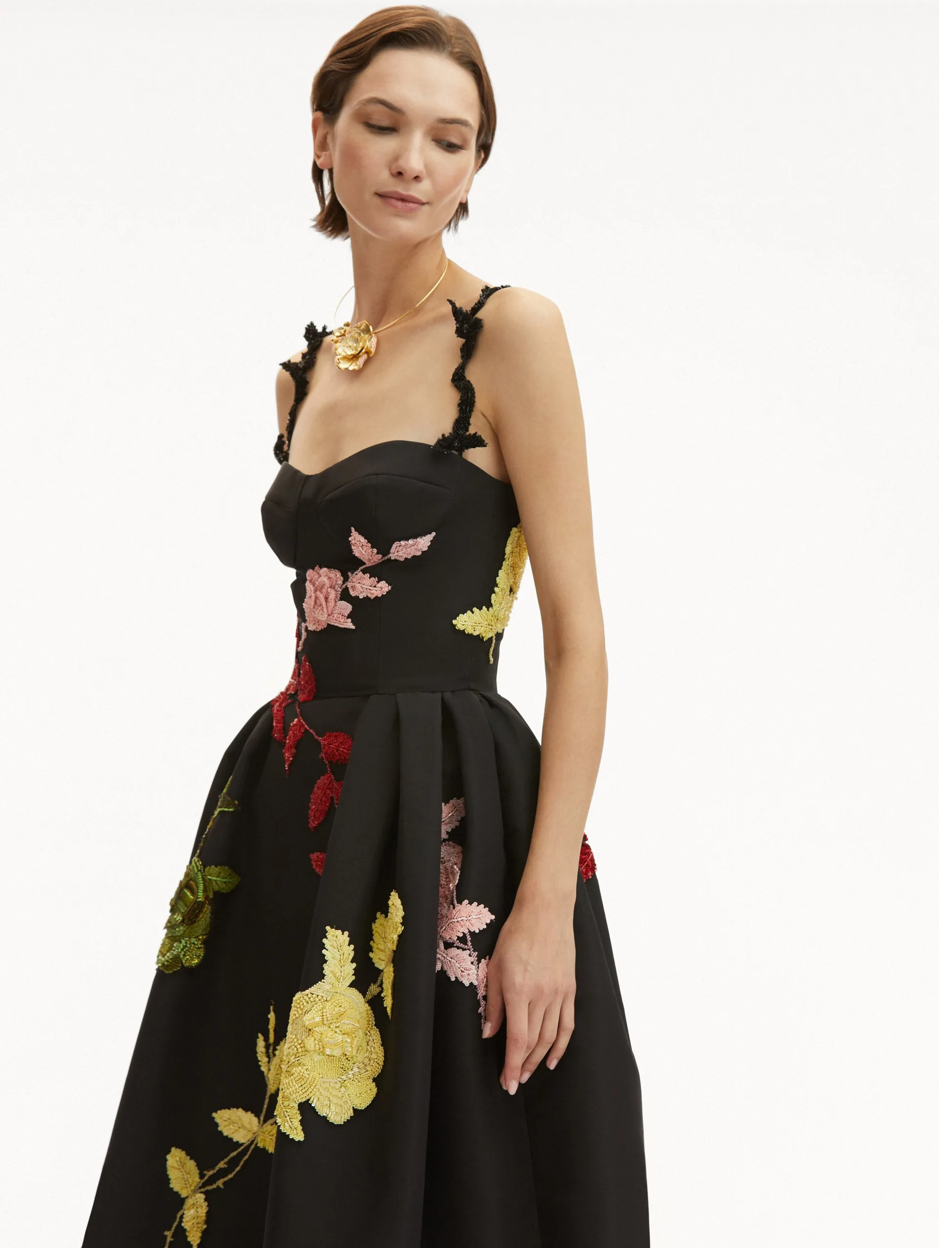 English Rose Embroidered Cocktail Dress sold by Oscar de la Renta product image thumbnail 5