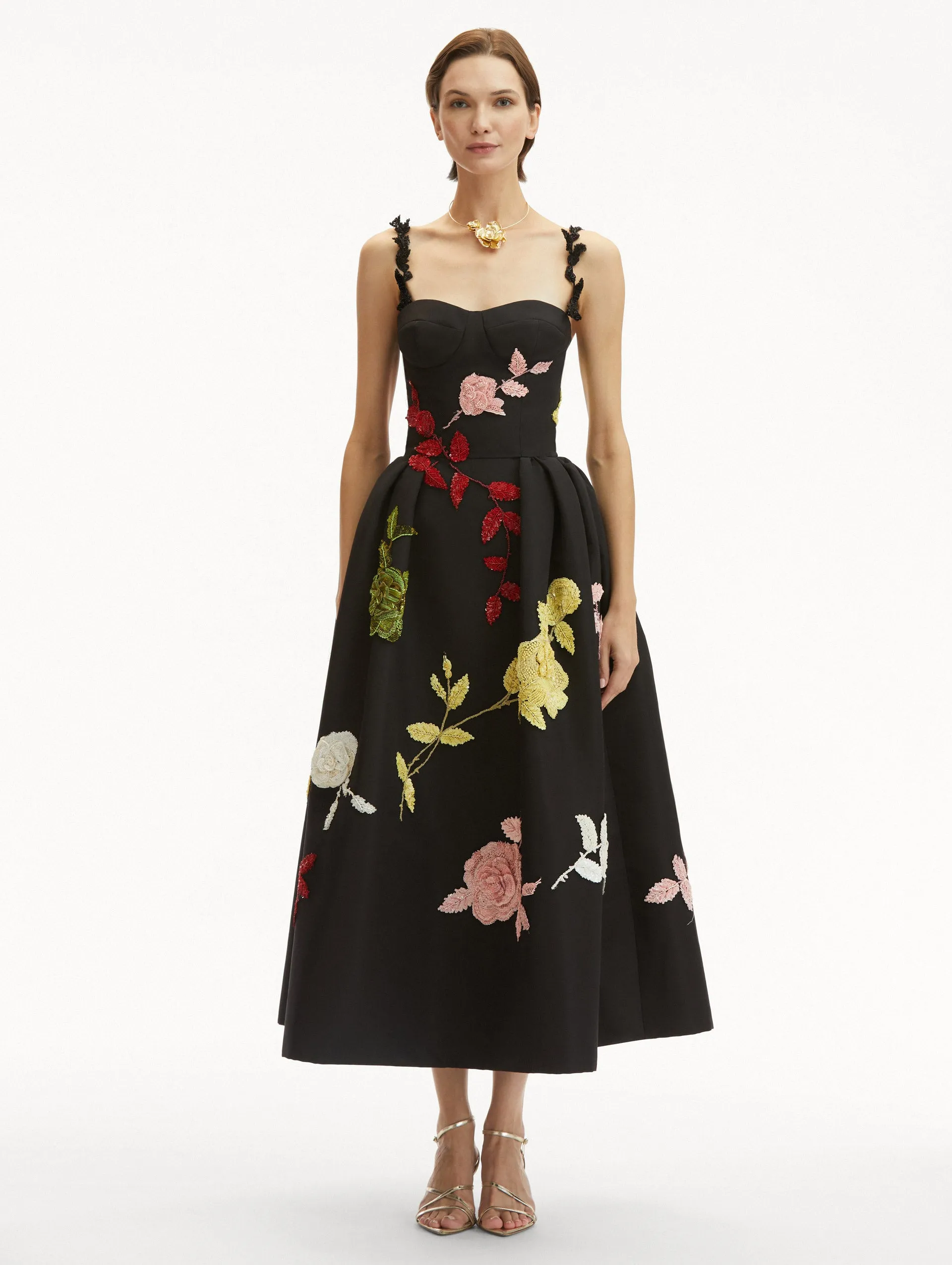 English Rose Embroidered Cocktail Dress sold by Oscar de la Renta product image thumbnail 2