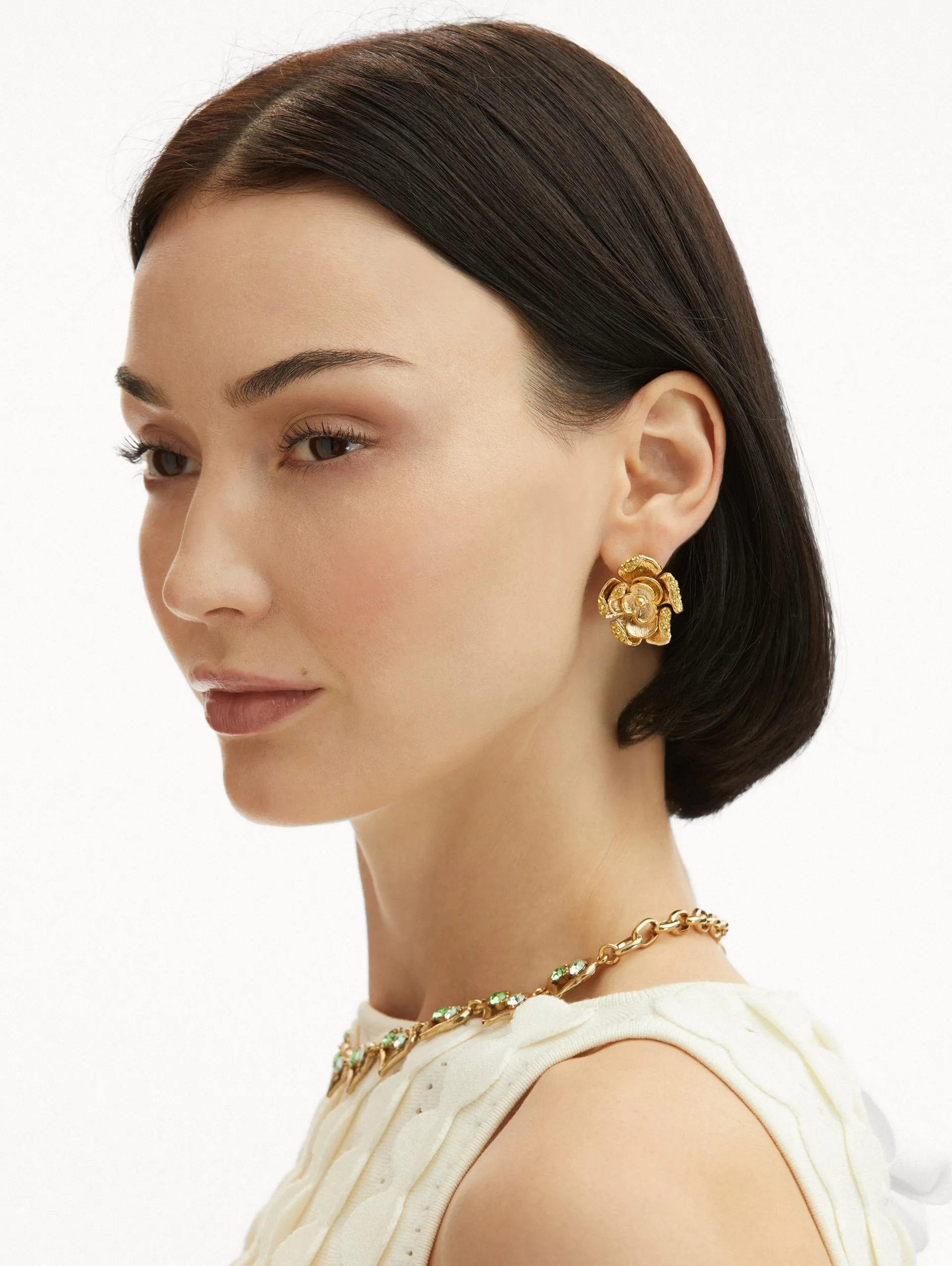 Small Pavé Rose Earrings sold by Oscar de la Renta product image thumbnail 2