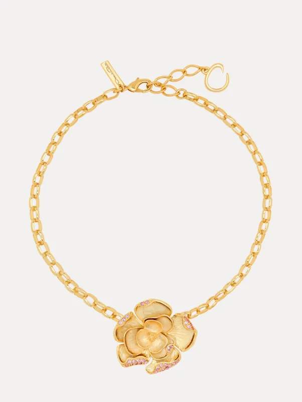 Pavé Rose Pendant Necklace sold by Oscar de la Renta