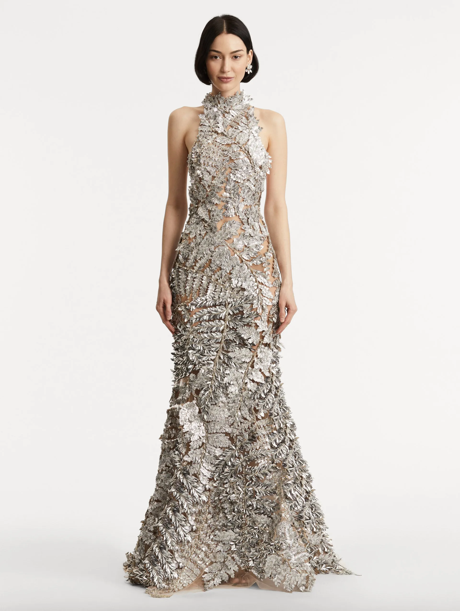 Fern Embroidered Mock-Neck Gown sold by Oscar de la Renta