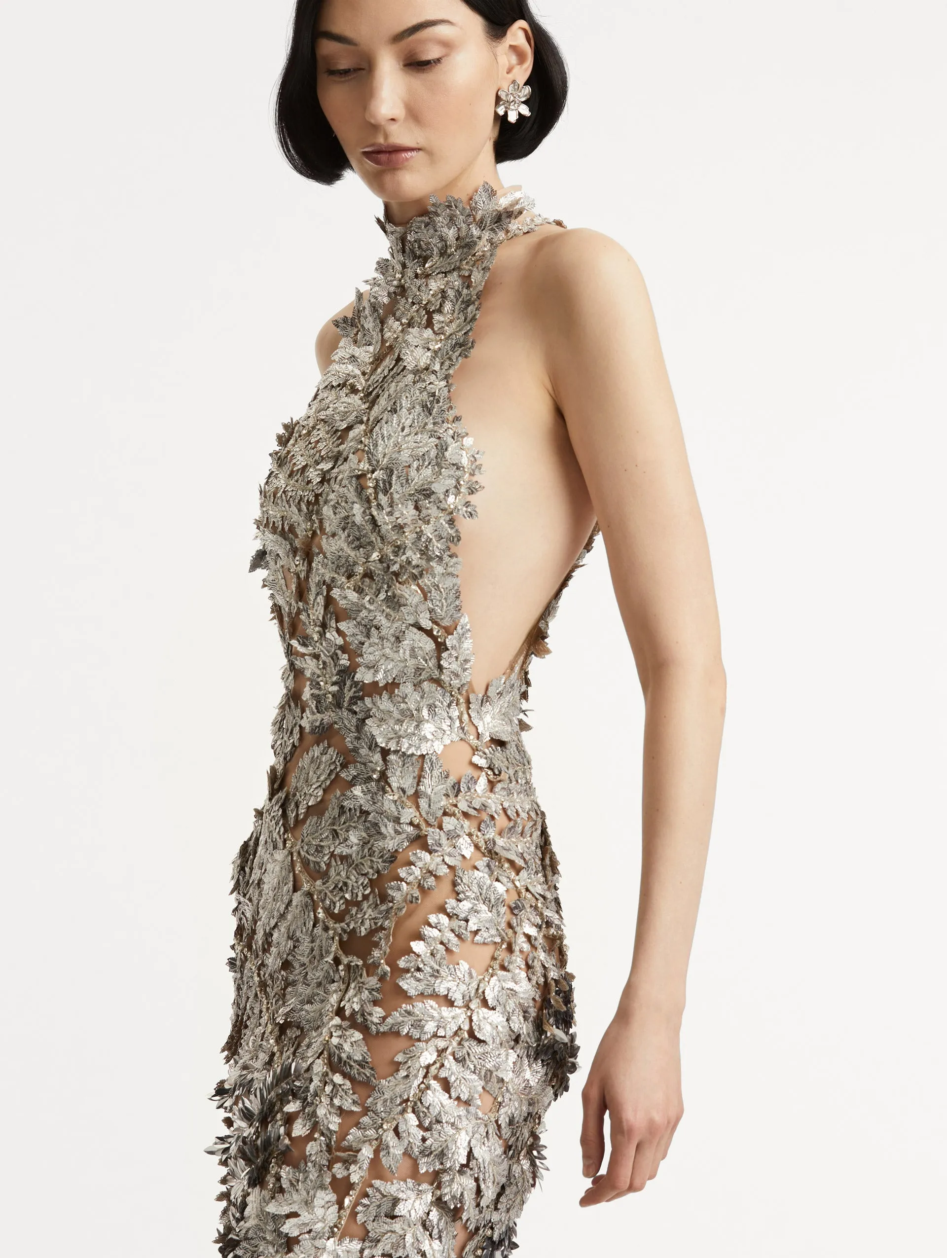 Fern Embroidered Mock-Neck Gown sold by Oscar de la Renta product image thumbnail 4