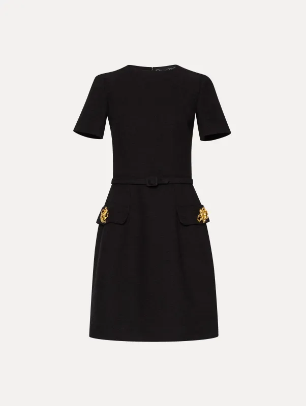 Abstract Rose Button Tweed Dress sold by Oscar de la Renta