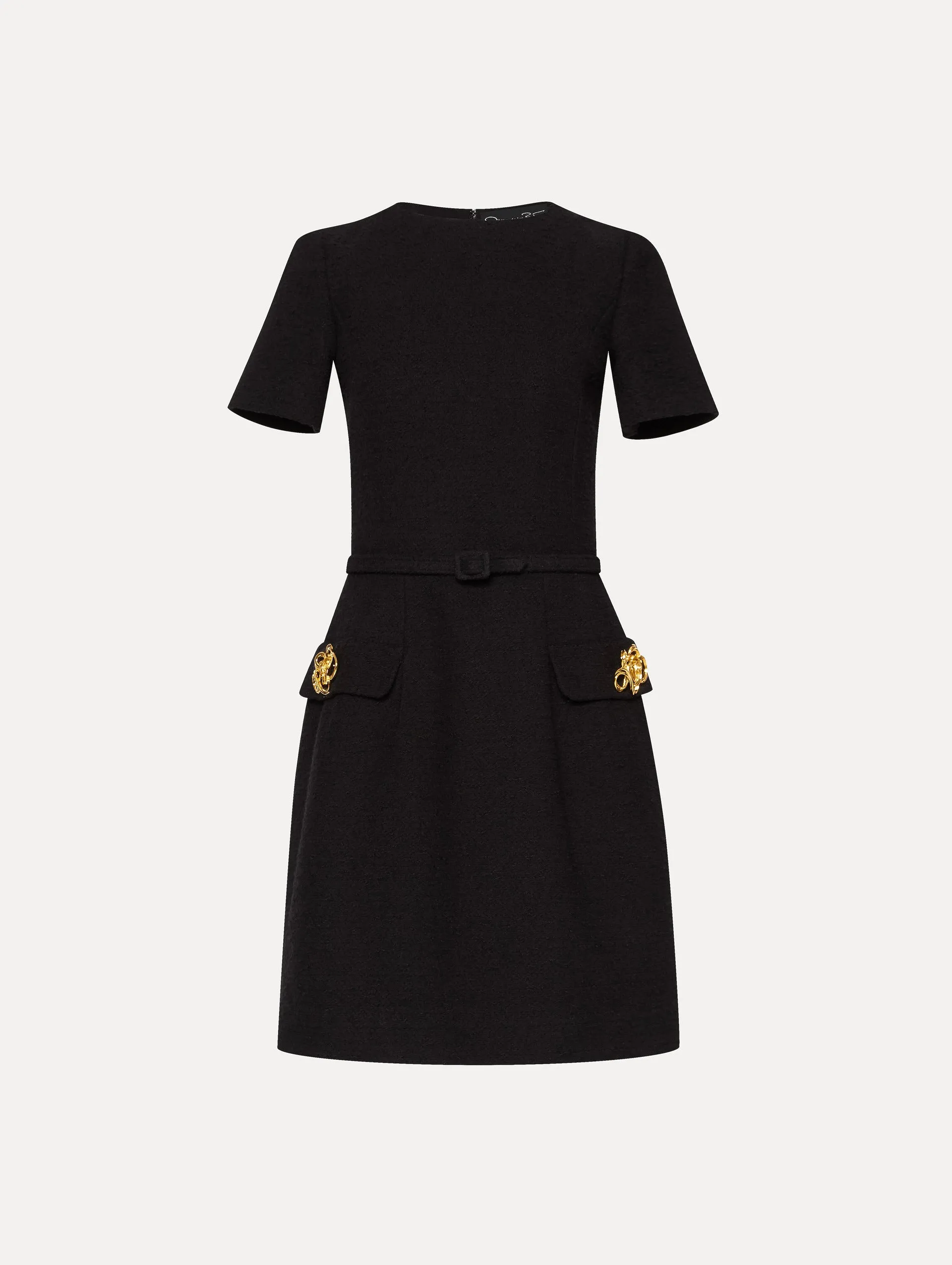 Abstract Rose Button Tweed Dress sold by Oscar de la Renta