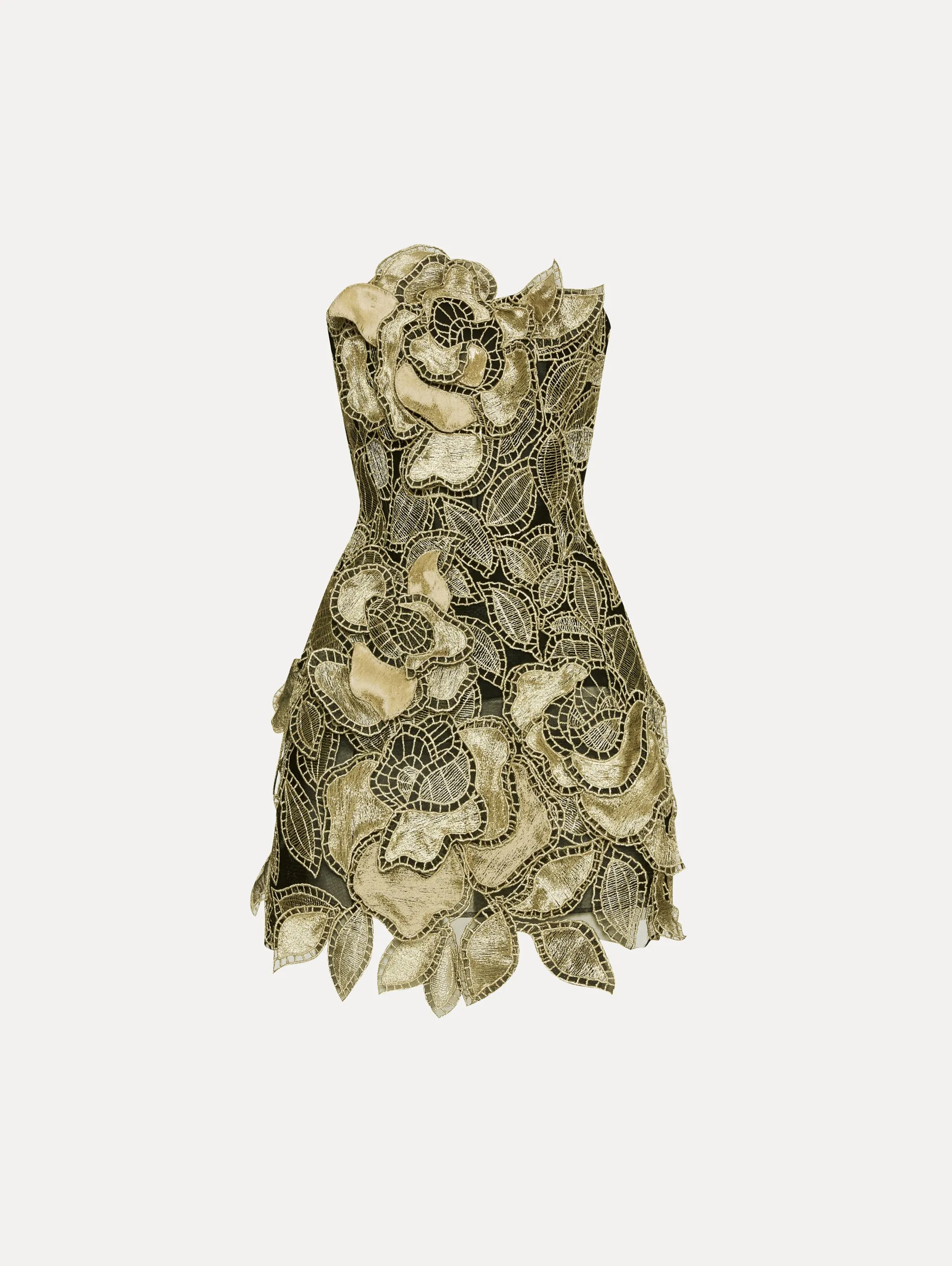 Gold Foil Rose Appliqué Dress sold by Oscar de la Renta
