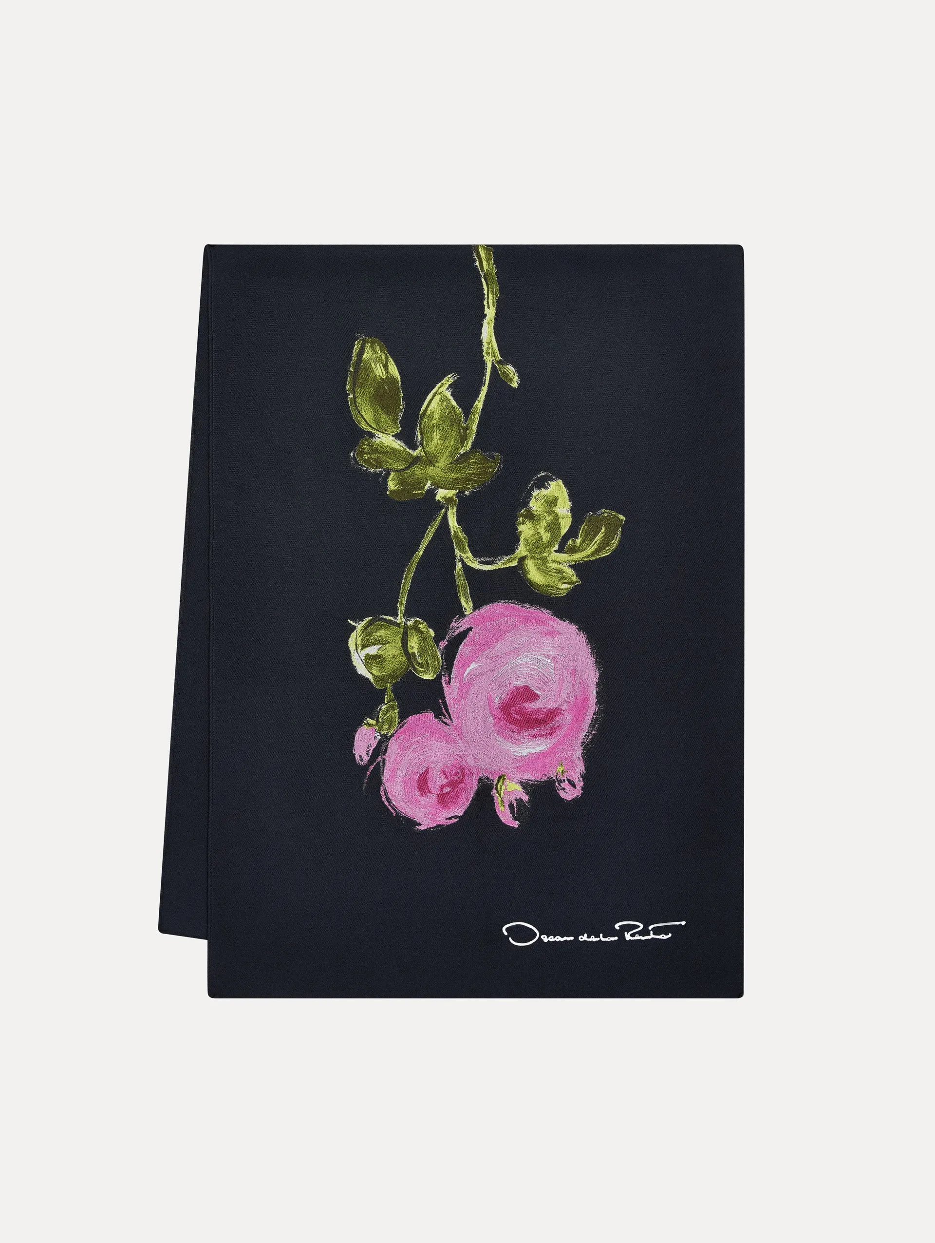 Painted Roses Wool-Blend Scarf sold by Oscar de la Renta
