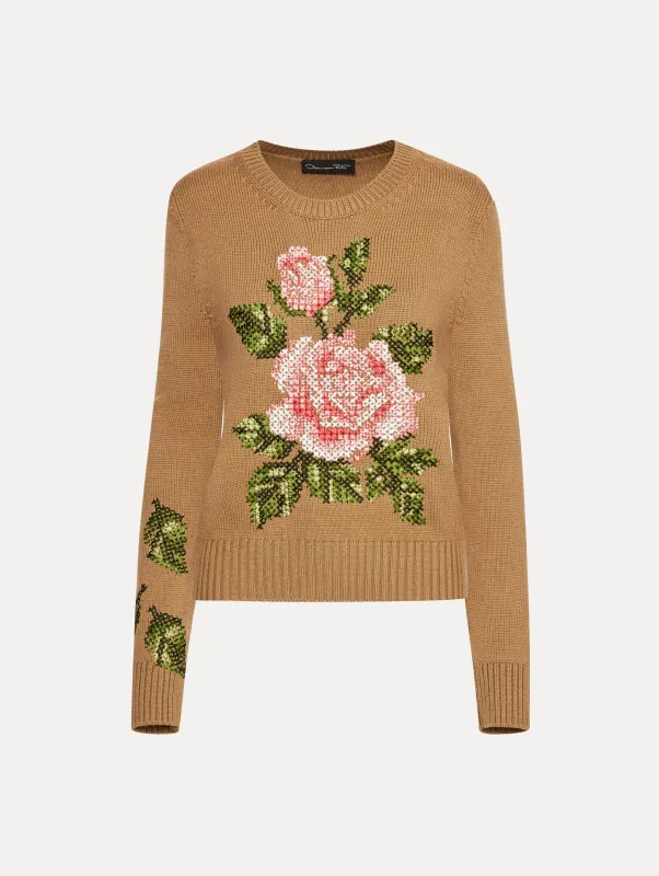 English Rose Cross Stich Pullover sold by Oscar de la Renta