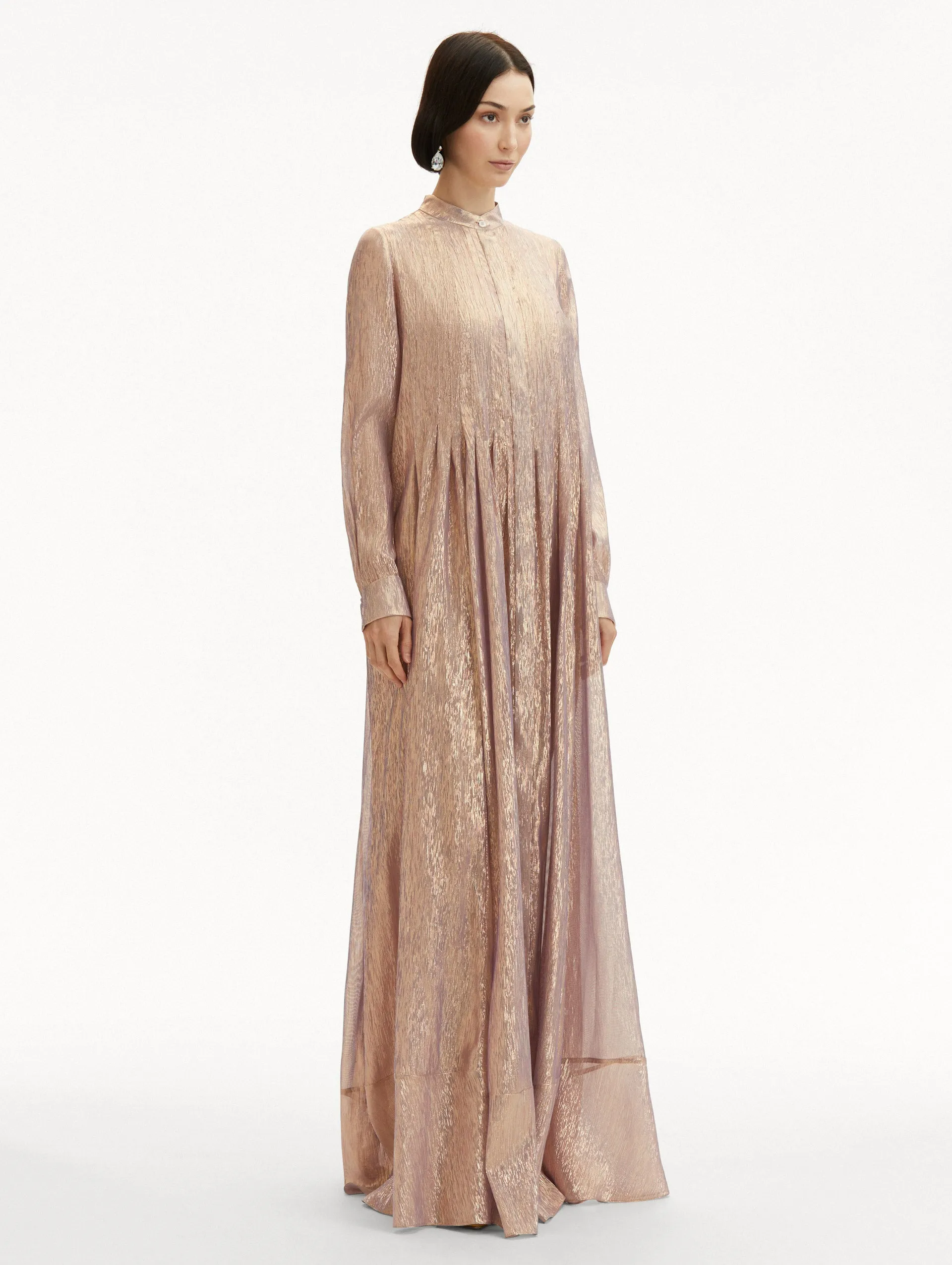 Lamé Mousseline Pleated Caftan sold by Oscar de la Renta product image thumbnail 4