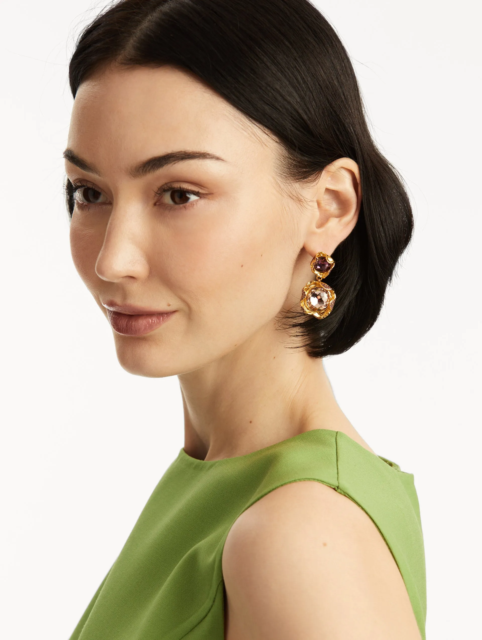 Textured Metal Double Drop Earrings sold by Oscar de la Renta product image thumbnail 2