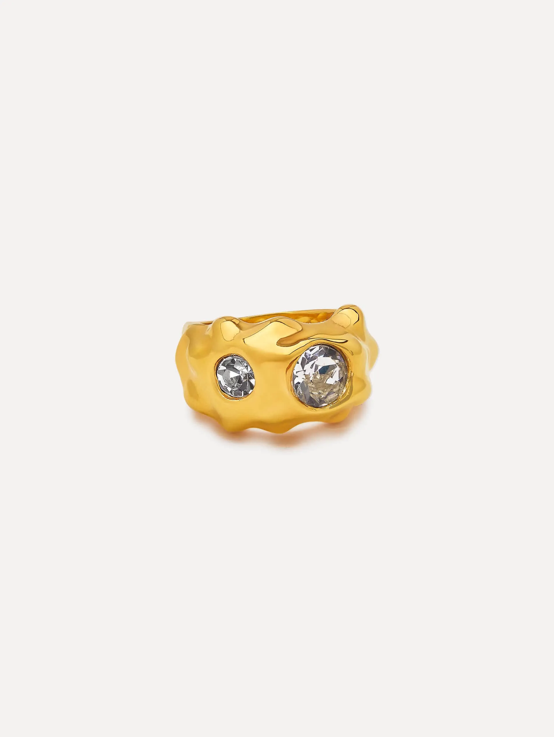 Textured Metal Crystal Ring sold by Oscar de la Renta product image thumbnail 2