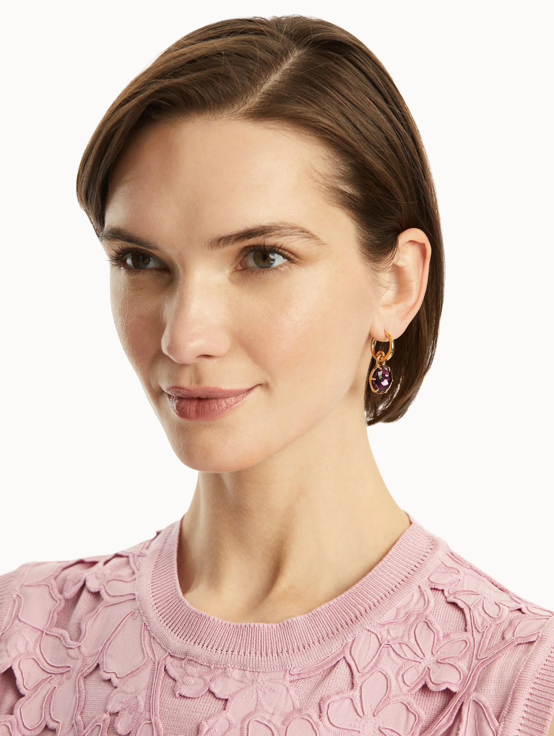 Classic Crystal Mini Hoop Earrings sold by Oscar de la Renta product image thumbnail 2