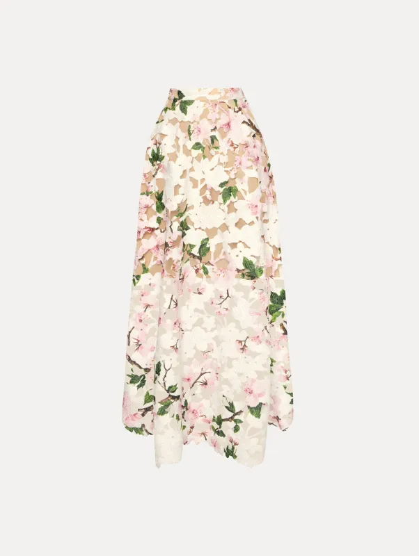 Cherry Blossom Guipure Skirt sold by Oscar de la Renta