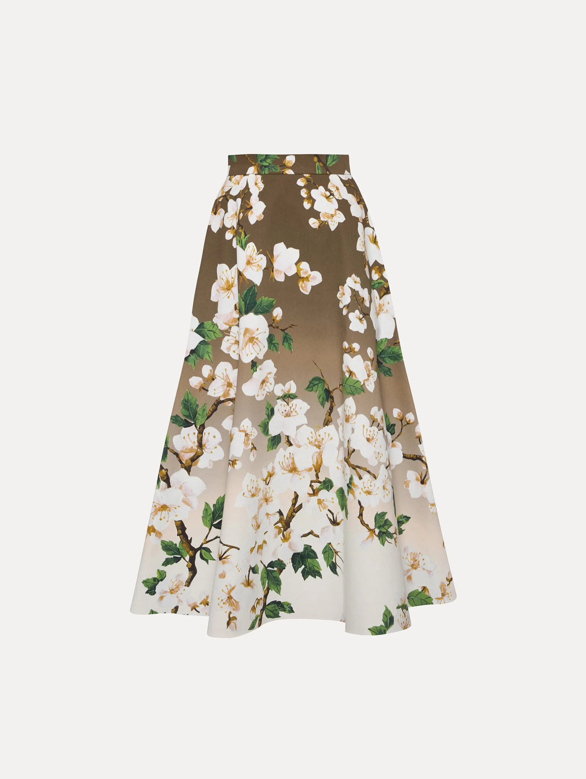 Ombré Cherry Blossom Cotton Poplin Skirt sold by Oscar de la Renta