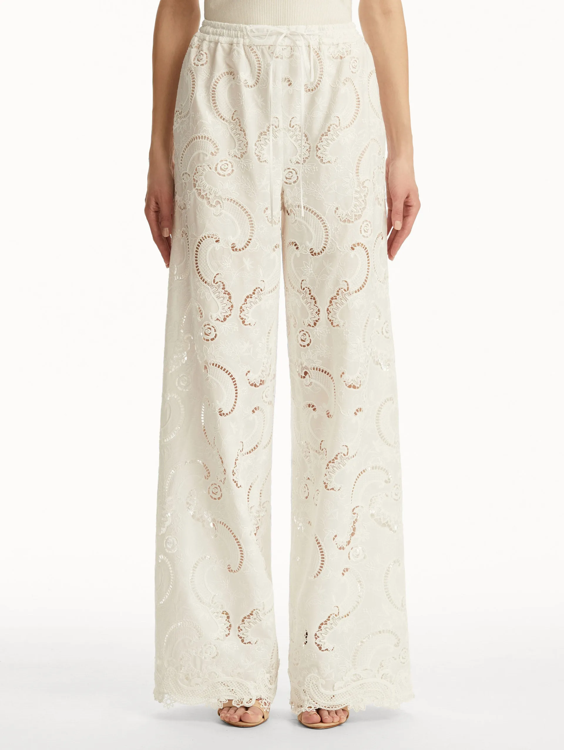 Scroll Guipure Wide Leg Pant sold by Oscar de la Renta product image thumbnail 2