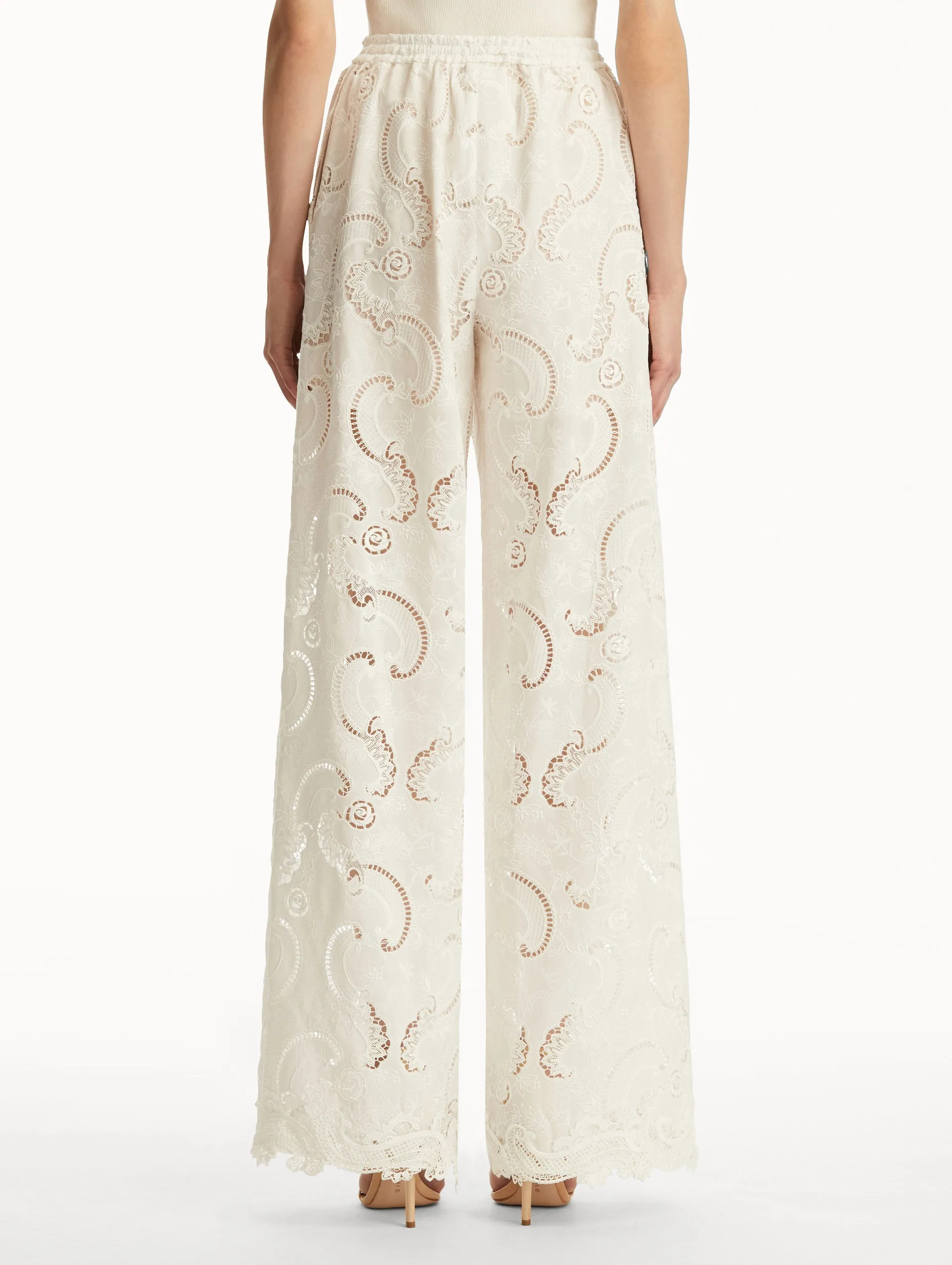 Scroll Guipure Wide Leg Pant sold by Oscar de la Renta product image thumbnail 3