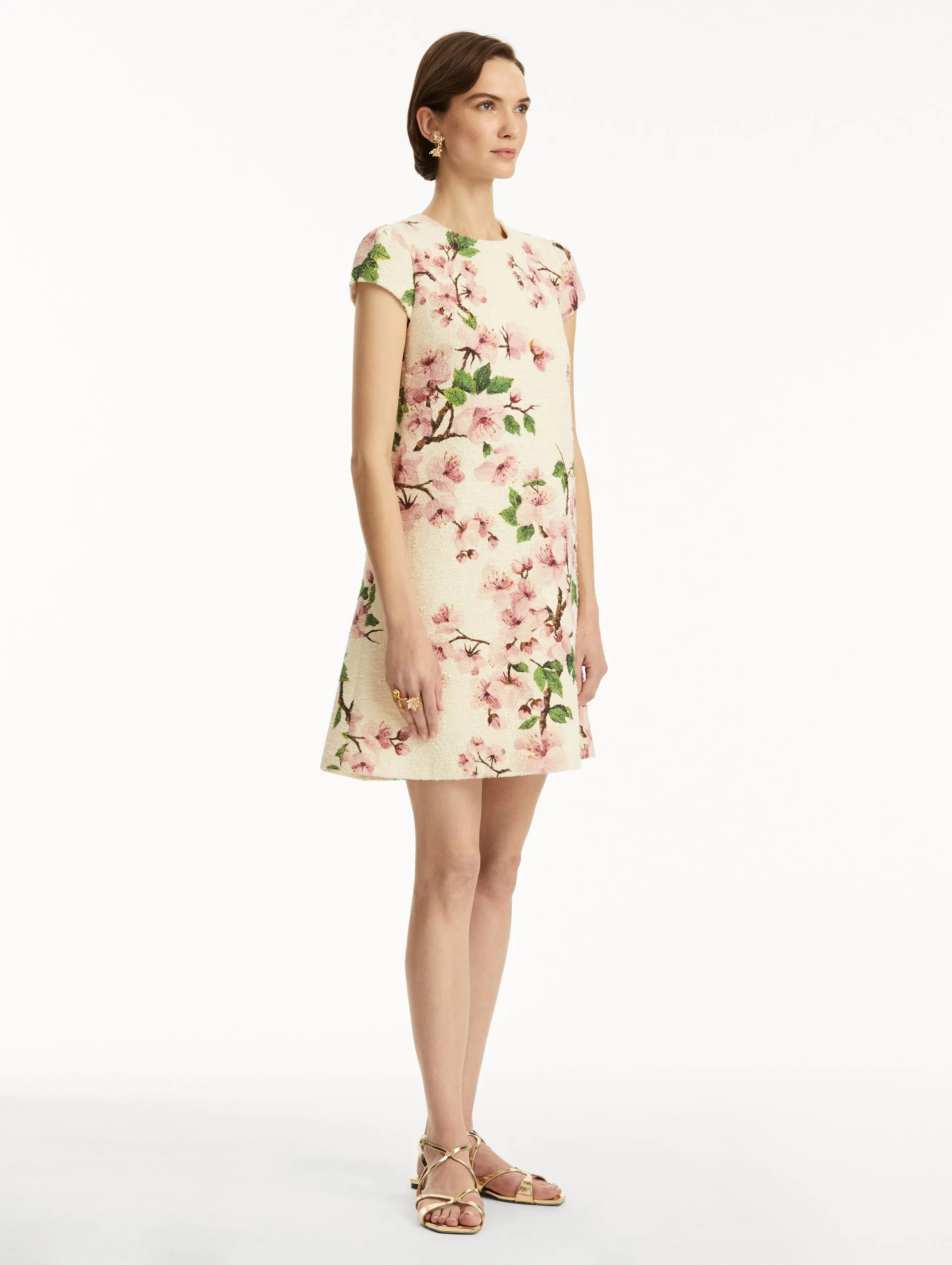 Cherry Blossom Embroidered Cap Sleeve Dress sold by Oscar de la Renta product image thumbnail 4