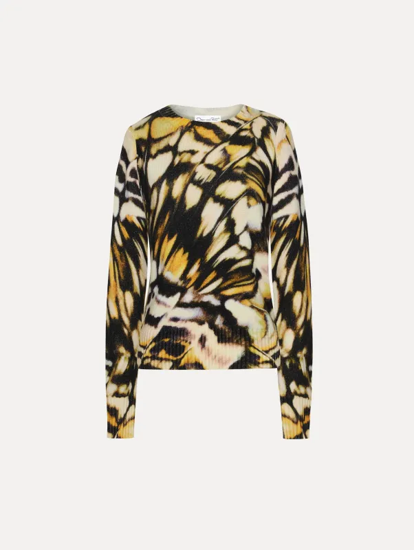 Abstract Butterfly Printed Pullover sold by Oscar de la Renta
