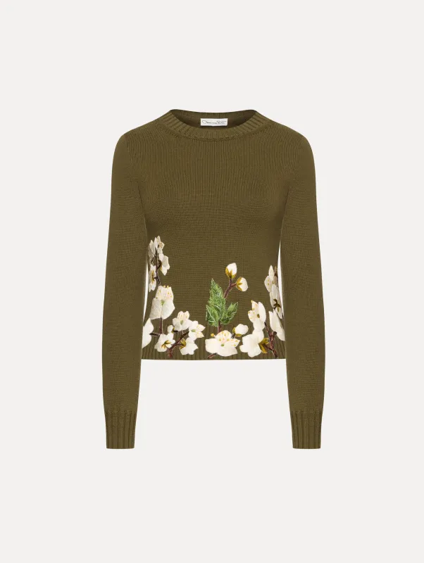 Cherry Blossom Threadwork Pullover sold by Oscar de la Renta