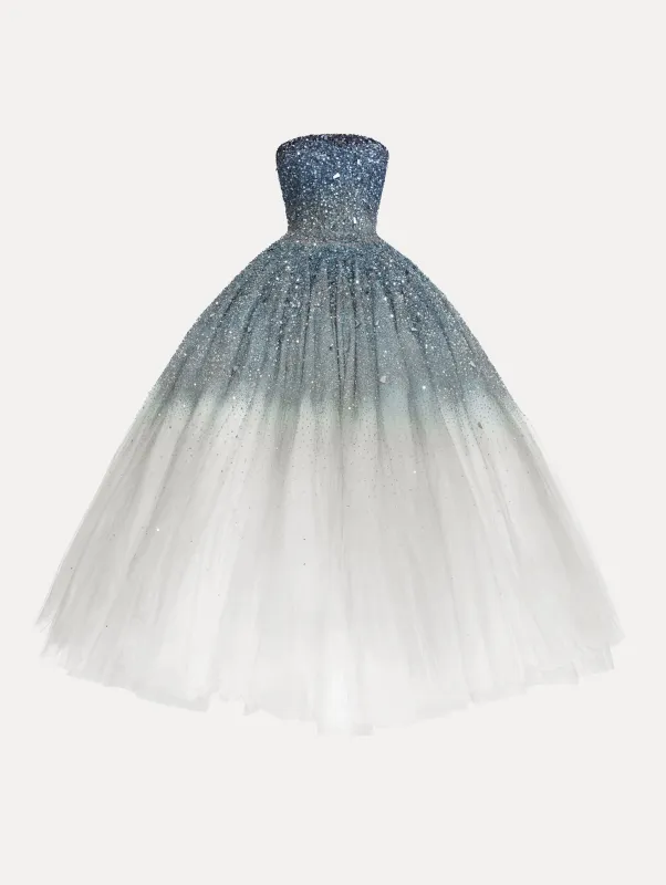 Ombré Sequin Embroidered Ball Gown made by Oscar de la Renta