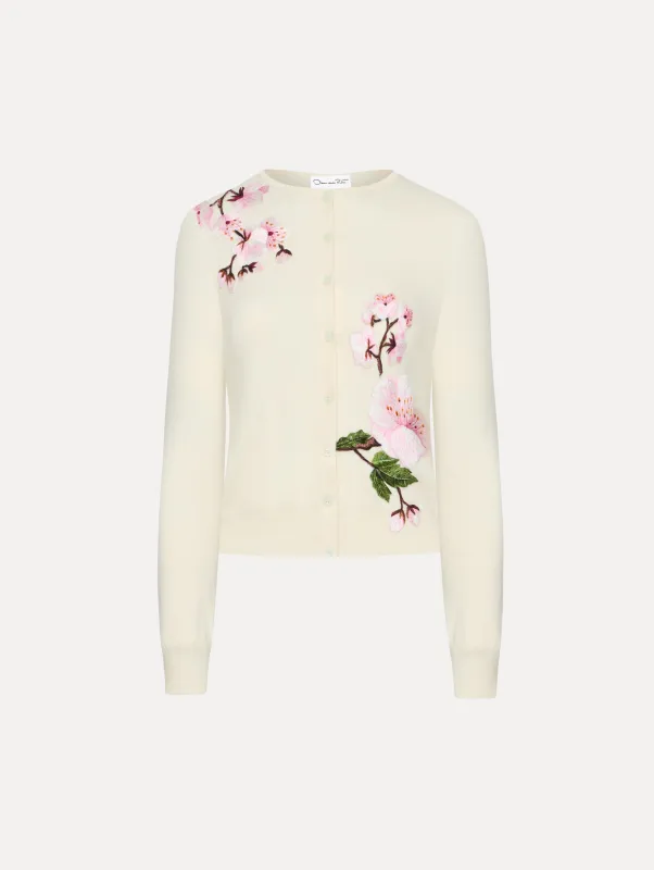 Cherry Blossom Threadwork Cardigan sold by Oscar de la Renta