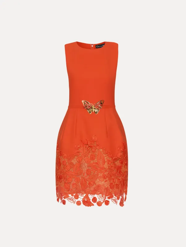 Cherry Guipure Lace Mini Dress sold by Oscar de la Renta