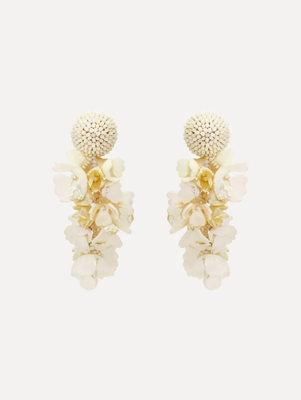 Plexy & Raffia Flower Earrings sold by Oscar de la Renta