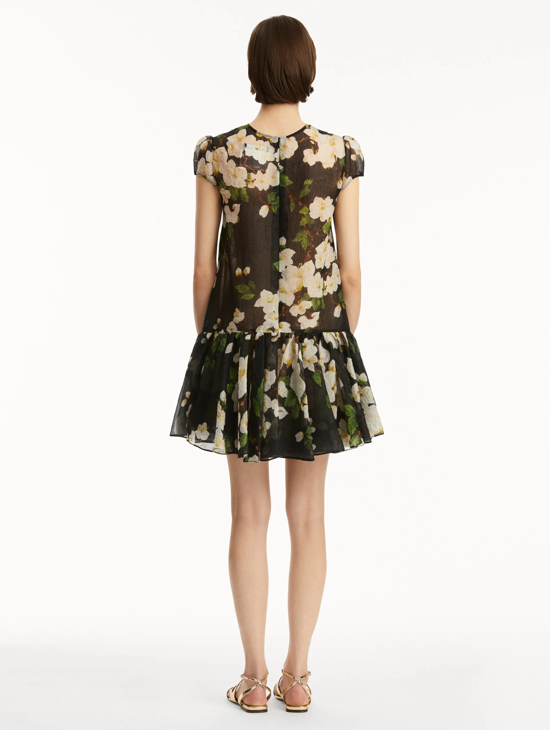 Drop-Waist Cherry Blossom Cloqué Dress sold by Oscar de la Renta product image thumbnail 3